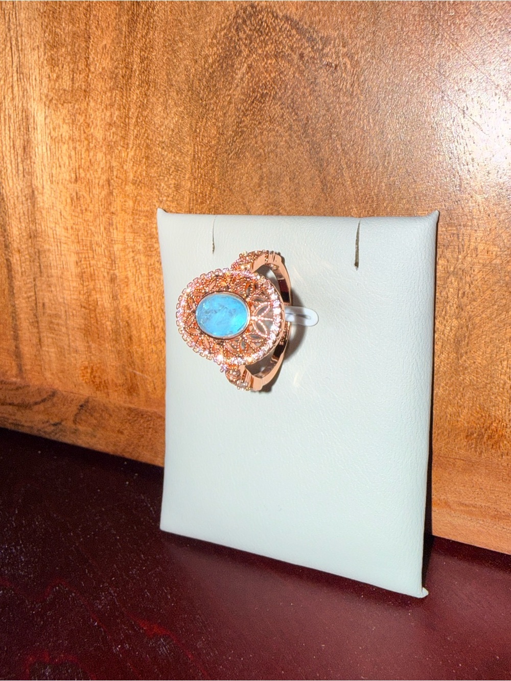 Elegant Rose Gold Turquoise Statement Ring